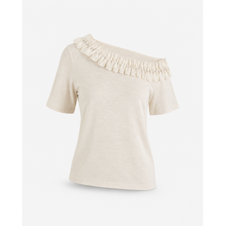 TOP BEIGE KNIT FLOWER PEARL  6122 CHAMPAGNE
