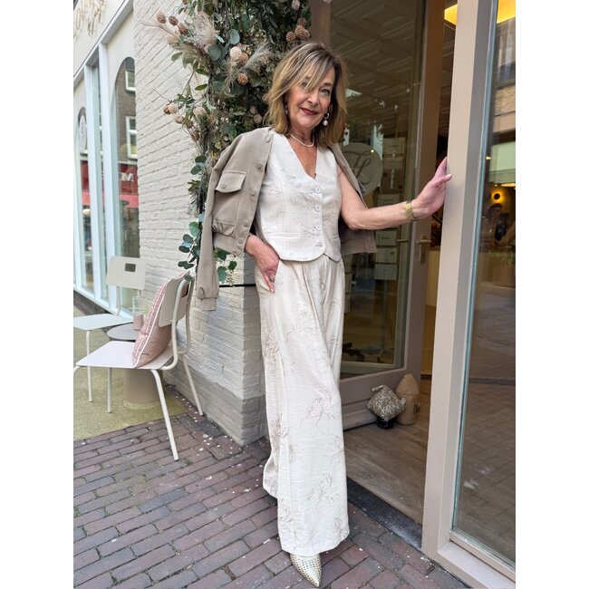 GILET SIFRA BEIGE EMBRODERIE