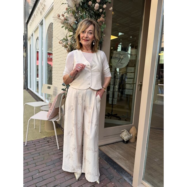 GILET SIFRA BEIGE EMBRODERIE