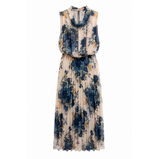 JURK ROLLIE PLISSÉ PRINTFLOWER NAVY