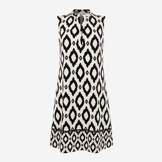ANGELLE MILAN TUNIC DRESS SUMMERTRAVEL 1622-ECRU/BLACK MOUWLOOS