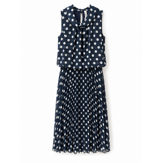 JURK ROLLIE DOT PLISSÉ OFFWHITE NAVY