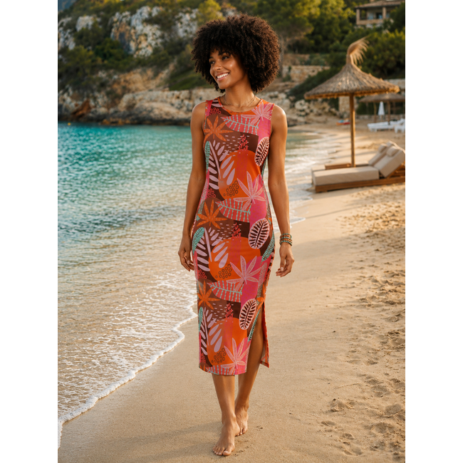 ANGELLE MILAN MAXIDRESS SUMMERTRAVEL 5109 PINK/BROWN PRINT