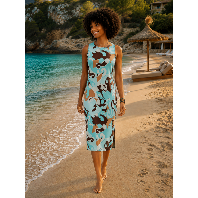 ANGELLE MILAN MAXIDRESS SUMMERTRAVEL 5109 AQUA PRINT