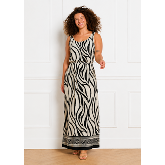 JURK DORIS JUNGLE VISCOSE CREAM BLACK