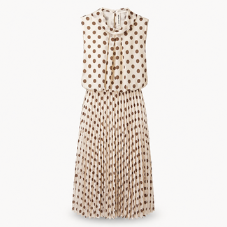 JURK ROLLIE DOT PLISSÉ OFFWHITE MOCCA