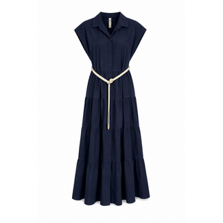 JURK MAXI COTTON & BELT NAVY