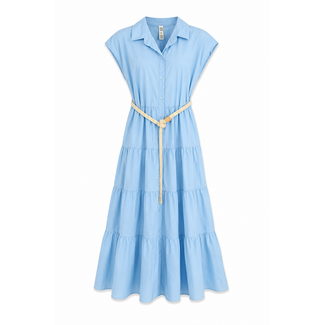 JURK MAXI COTTON & BELT LIGHT BLUE