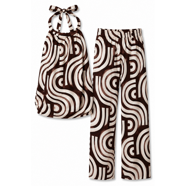 BROEK SUMMERTRAVEL PRINT CACAO