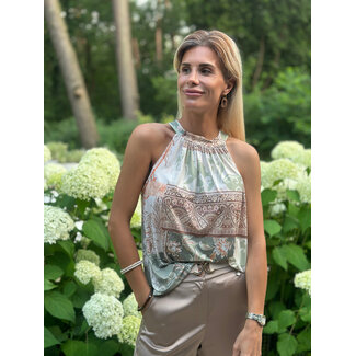 TOP HALTER SUMMERTRAVEL PAISLEY KAKI