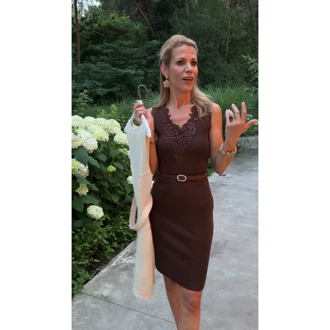 JURK CHOCO BODYCON  & BELT S1883