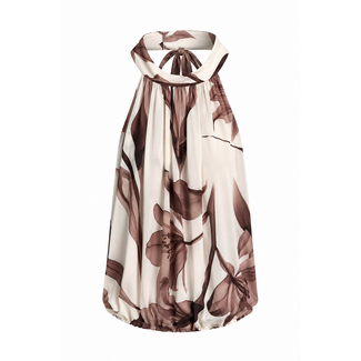 TOP HALTER SUMMERTRAVEL TAUPE FLOWER