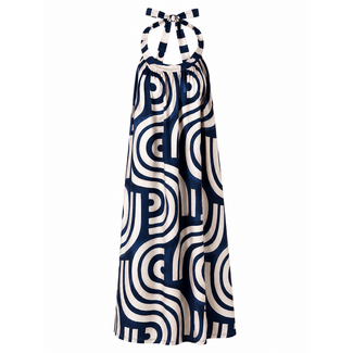 JURK TUNIEK HALTER KORT NAVY SWIRL