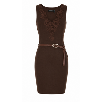 JURK CHOCO BODYCON  & BELT S1883