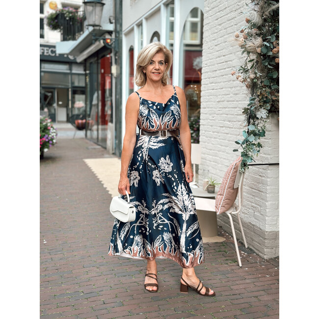 JURK WATERVAL SAMIRA SATIN NAVY CREAM