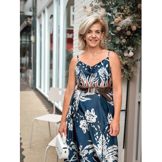 JURK WATERVAL SAMIRA SATIN NAVY CREAM