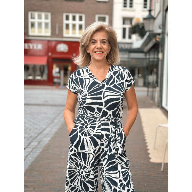 JUMPSUIT NADIA PRINT NAVY WHITE