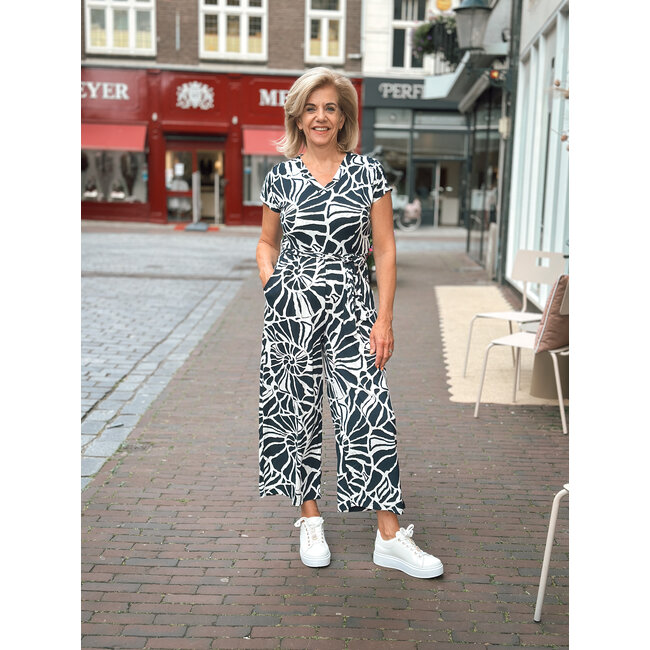 JUMPSUIT NADIA PRINT NAVY WHITE