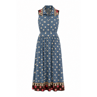 JURK DOORKNOOP DOT  COTTON  DENIM BLUE