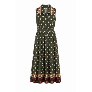 JURK DOORKNOOP DOT  COTTON KHAKI