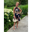 JURK TUNIEK HALTER KORT PRINT CHOCO NAVY