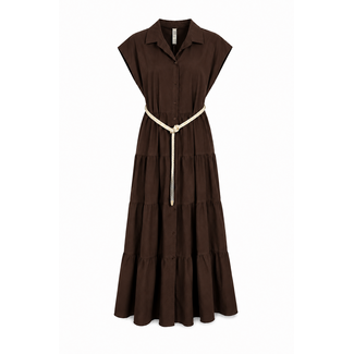 JURK MAXI COTTON & BELT CHOCO