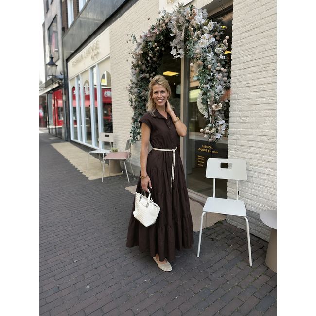 JURK MAXI COTTON & BELT CHOCO