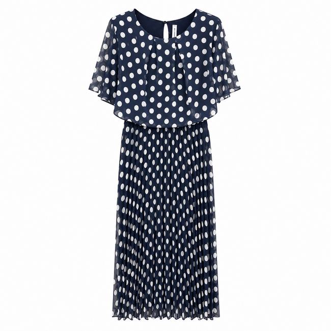 JURK PLISSEÉ CREME NAVY  DOT