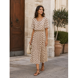 JURK PLISSEÉ CREME CHOC DOT