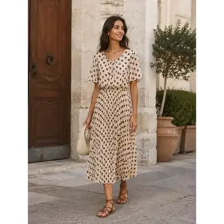 JURK PLISSEÉ CREME CHOC DOT