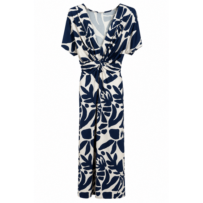 JURK MAXI KNOT SUMMERTRAVEL NAVY CREAM