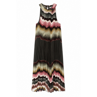 JURK PENELOPE PLISSÉ HALTER GREEN / PINK