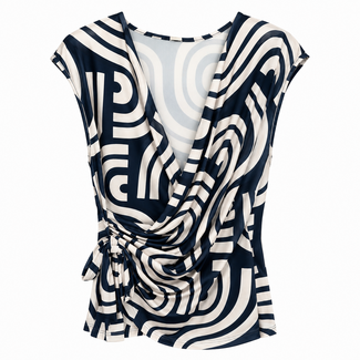 TOP OVERSLAG  SUMMERTRAVEL NAVYCREAM