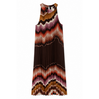 JURK PENELOPE PLISSÉ HALTER CHOCO/OMBRE