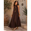 JURK MAXI HALTER VISCOSE SATIN CHOCO