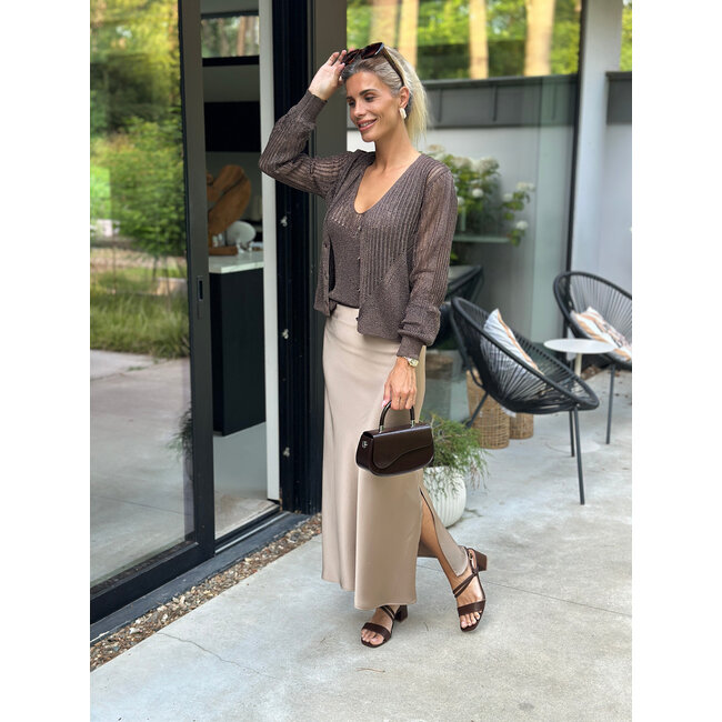 ROK NEW ALESSIA SPLIT SATIN  LIGHT TAUPE