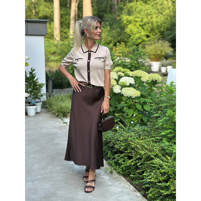 ROK NEW ALESSIA SPLIT SATIN CHOCO