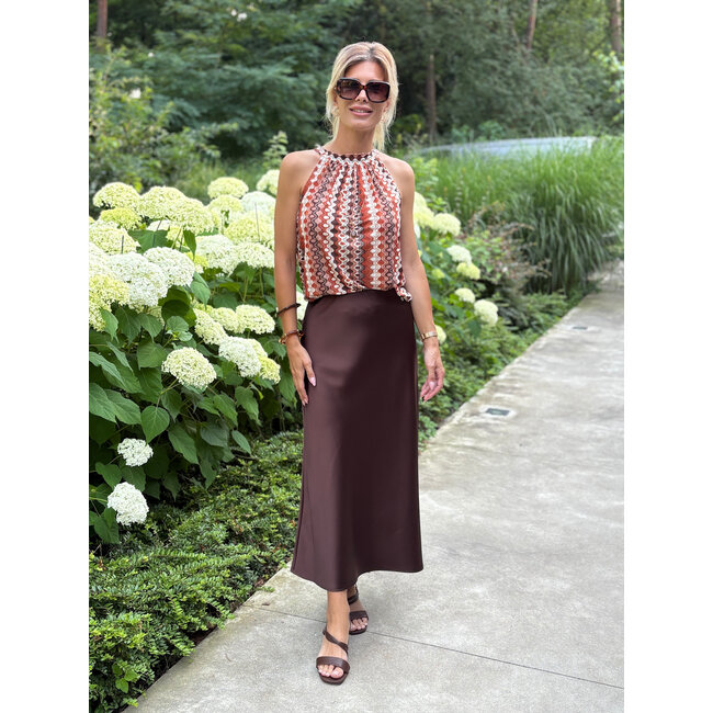 ROK NEW ALESSIA SPLIT SATIN CHOCO