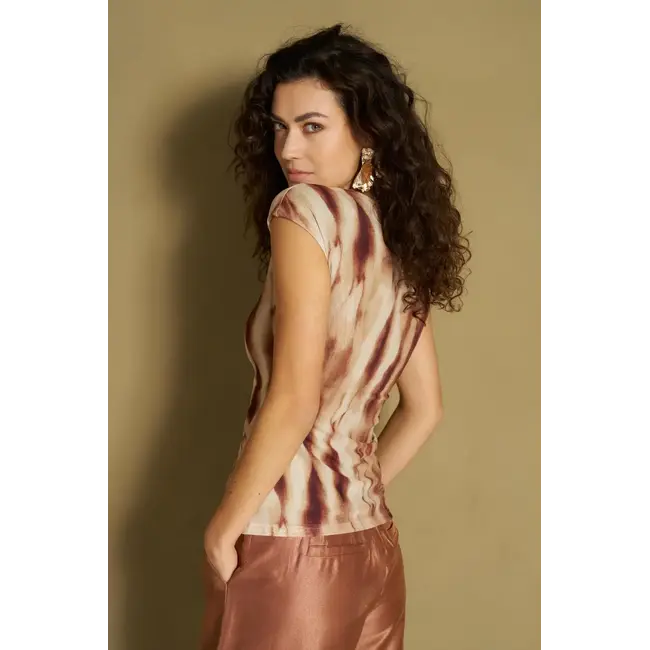 LOFTY MANNER TOP HAISA ABSTRACT MESH
