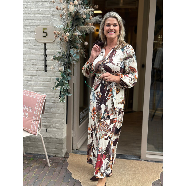 K-DESIGN JURK MAXI V-HALS  BOTANIC D204 P171