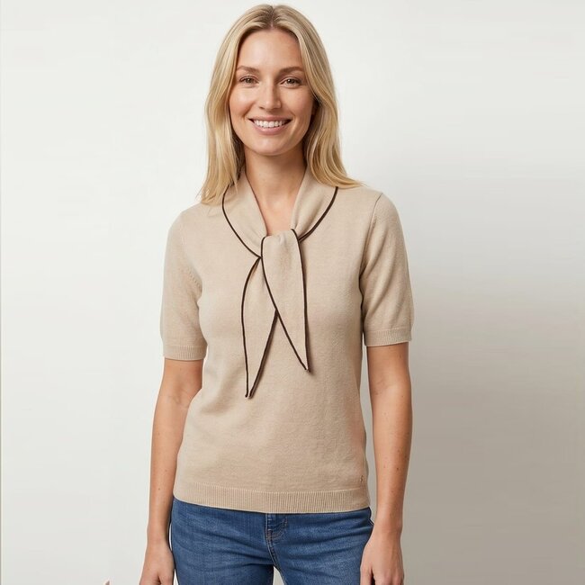TOP KNIT STRIK ALTAMURA BEIGE CHOCO