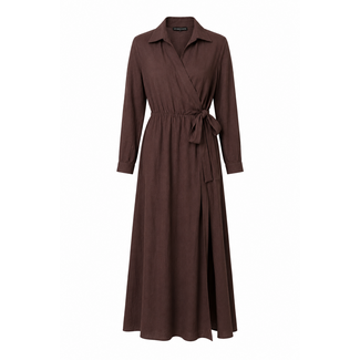JUST WOMAN JURK DAYA OVERSLAG A-LIJN CHOCO