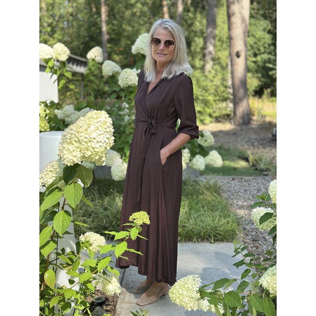 JUST WOMAN JURK DAYA OVERSLAG A-LIJN CHOCO