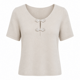 TOP KNIT DUBBEL STRIK BEIGE