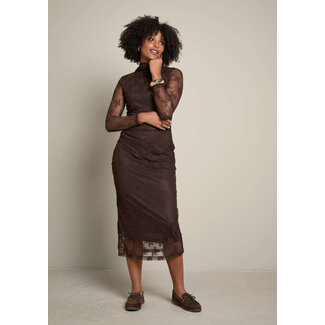 JURK MESHLACE STRETCH CHOCO