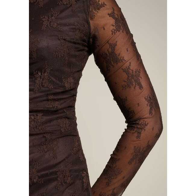 JURK MESHLACE STRETCH CHOCO