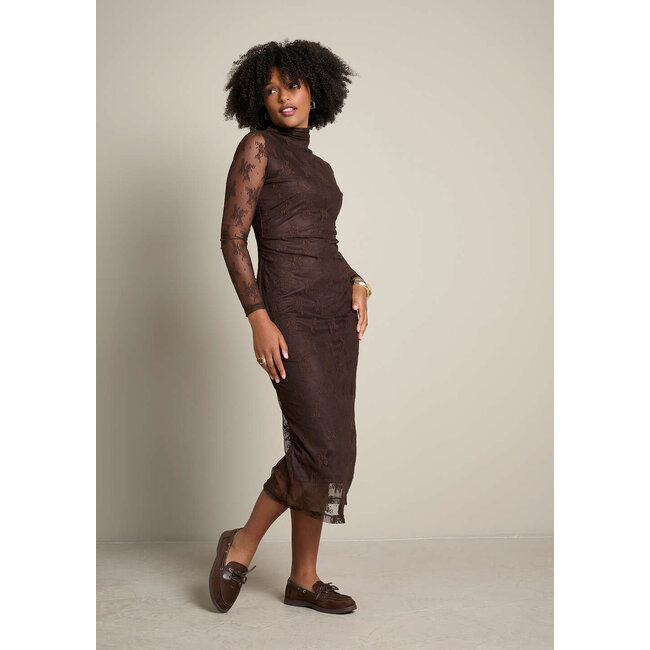 JURK MESHLACE STRETCH CHOCO