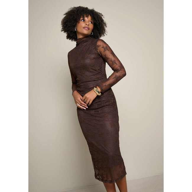 JURK MESHLACE STRETCH CHOCO