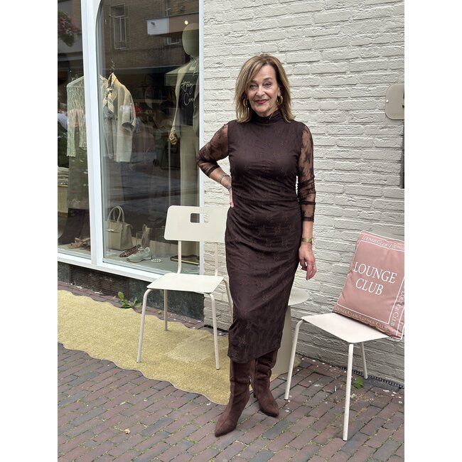 JURK MESHLACE STRETCH CHOCO