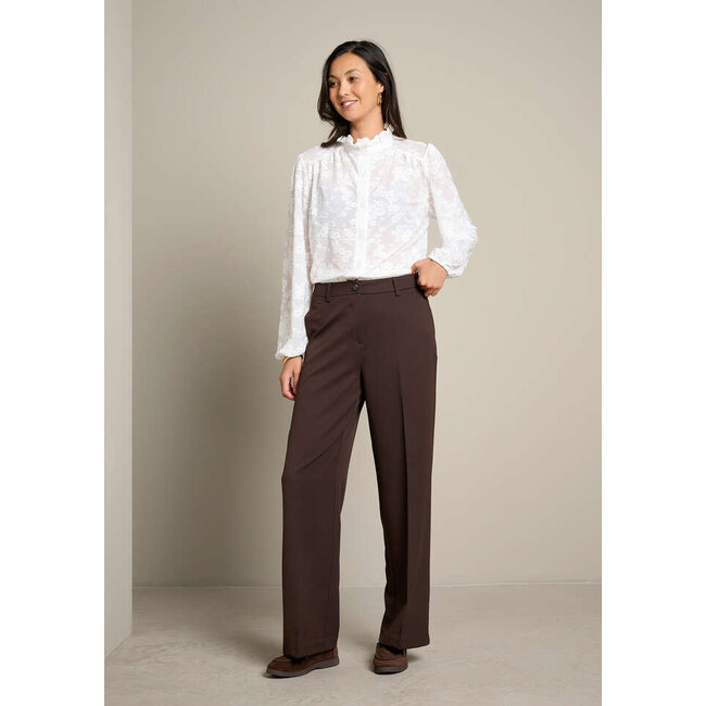 BROEK TWILLWID DARK BROWN